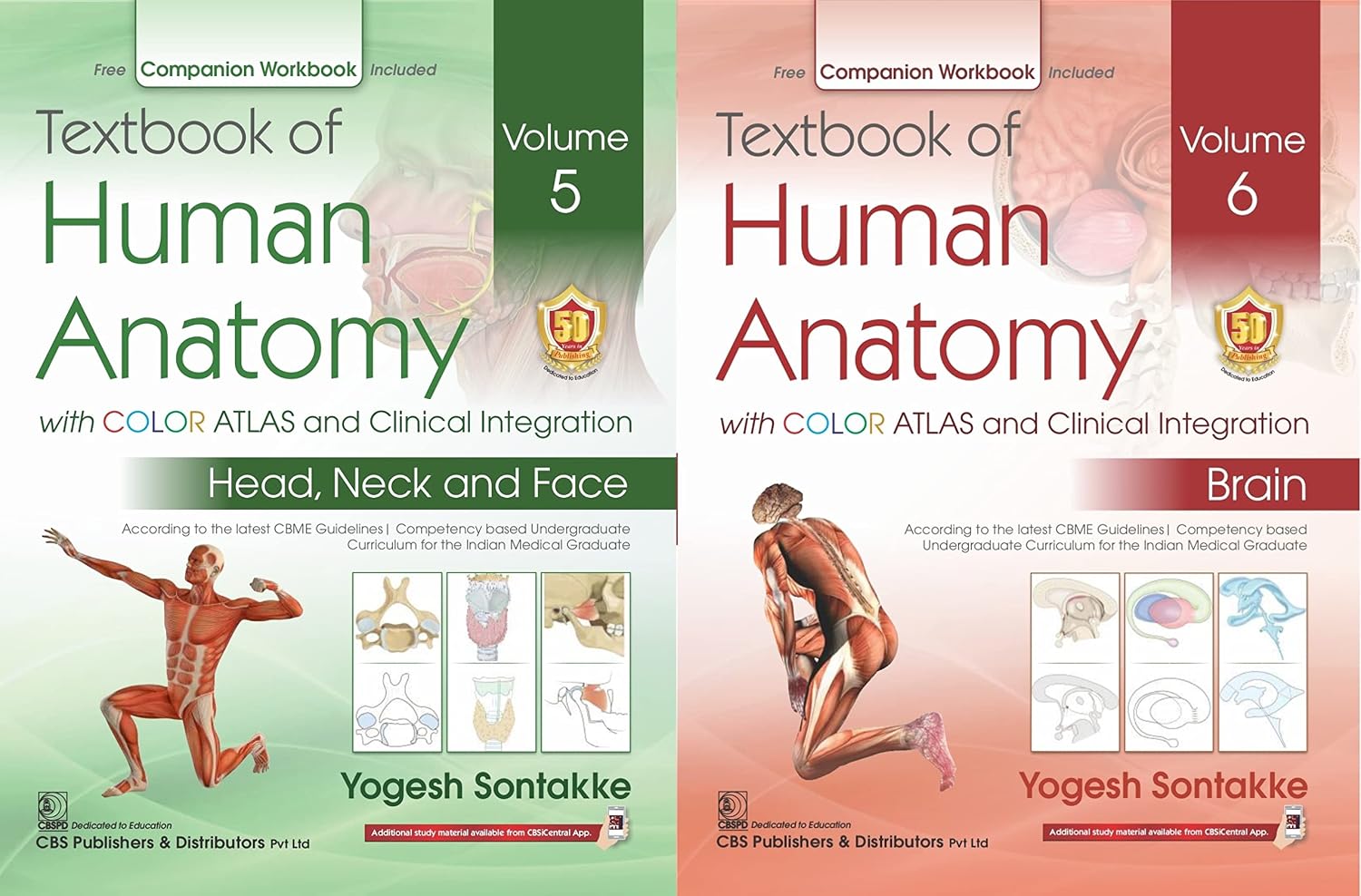 TEXTBOOK OF HUMAN ANATOMY WITH COLOR ATLAS AND CLINICAL INTEGRATION, VOL. 5 - HEAD, NECK & FACE AND VOL. 6 - BRAIN (WITH FREE COMPANION WORKBOOK) (PB)